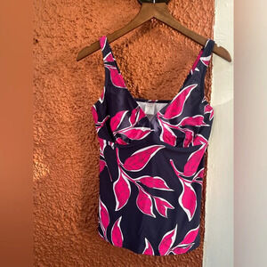 Women’s Lascana For Venus Swim Tankini Top Size 10 Navy/Pink Floral Underwire